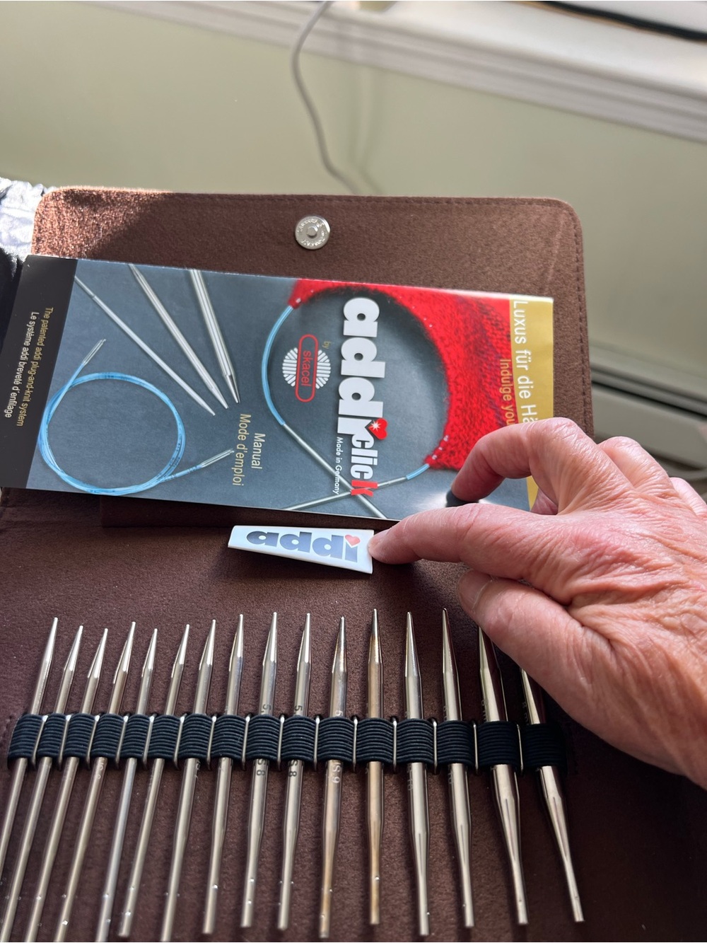 Addi Click Short Rocket Interchangeable Circular Needle Set - Brown Case - Picture 2 of 9